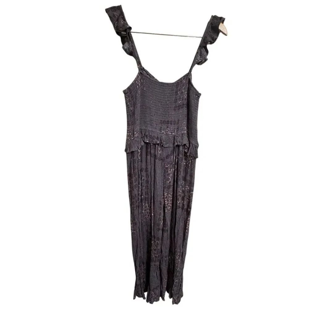 Blue B Purple Blue Paisley Boho Wide Leg Jumpsuit Romper Large